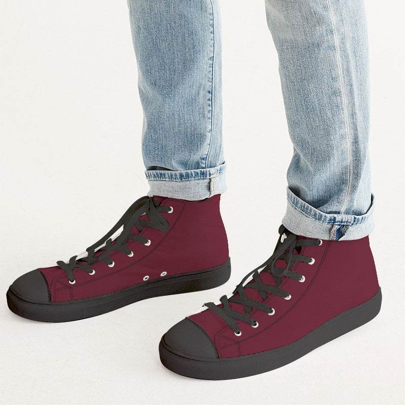 Burgundy Men's High-Top Canvas Sneakers (RPI2-MU-DE) - Man CloseUp
