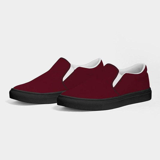 Burgundy Men's Slip-On Canvas Sneakers (RPI2-MU-DE) - Side 3