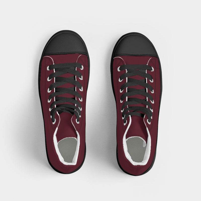 Burgundy Women's High-Top Canvas Sneakers (RPI2-MU-DE) - Top