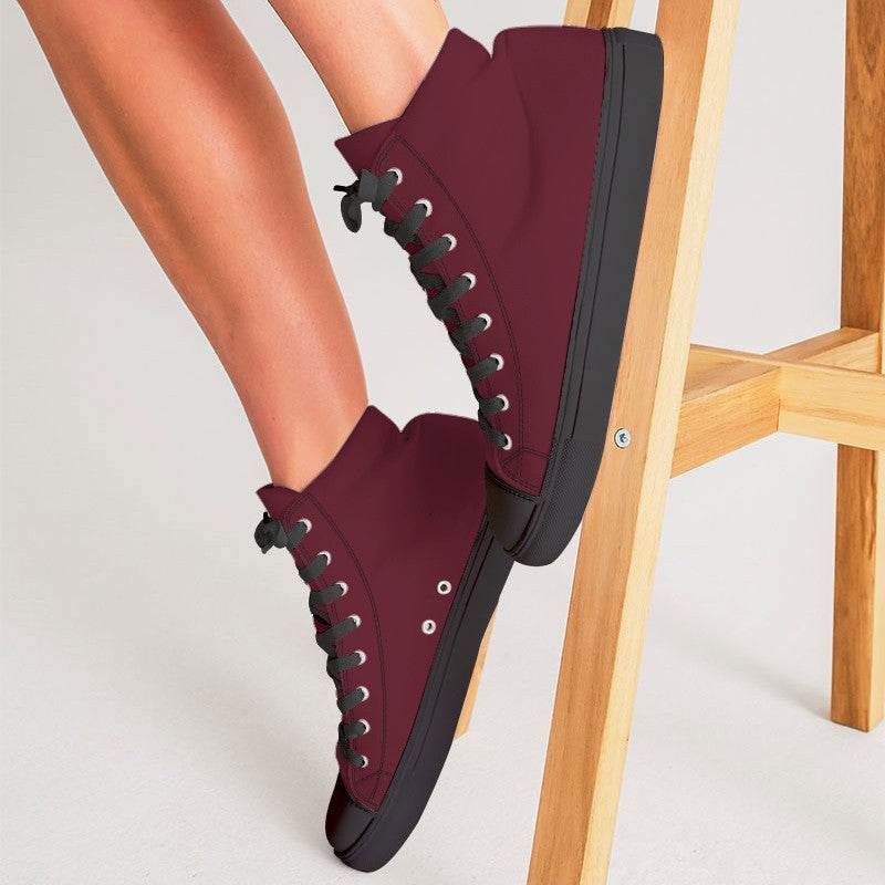 Burgundy Women's High-Top Canvas Sneakers (RPI2-MU-DE) - Woman CloseUp