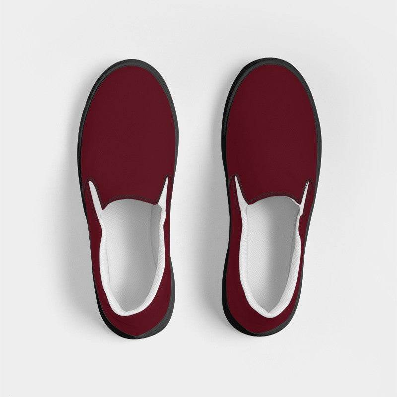 Burgundy Women's Slip-On Canvas Sneakers (RPI2-MU-DE) - Top