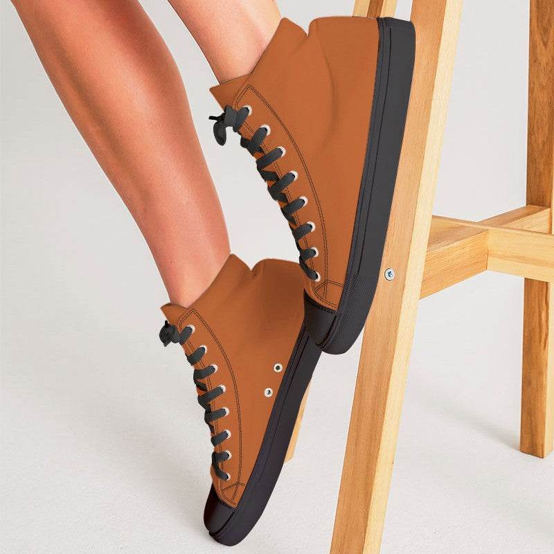 Burnt Women's High-Top Canvas Sneakers (OR2-CL-DE) - Woman CloseUp