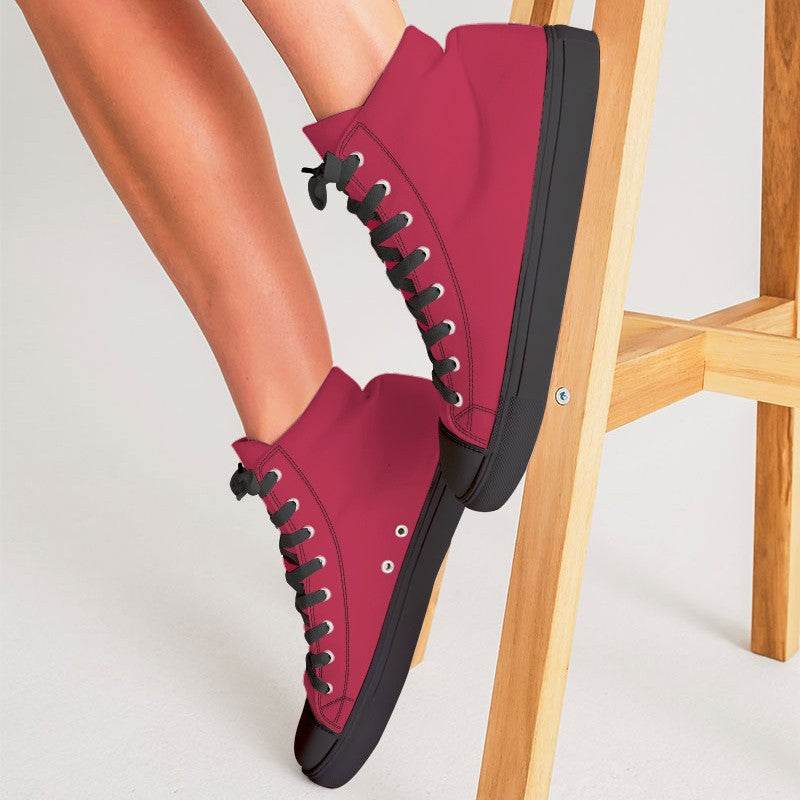 Cardinal Red Women's High-Top Canvas Sneakers (RPI2-CL-DE) - Woman CloseUp