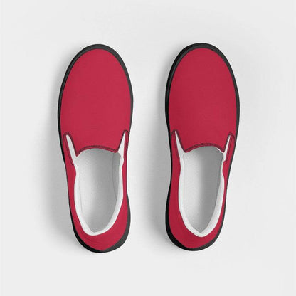 Cardinal Red Women's Slip-On Canvas Sneakers (RPI2-CL-DE) - Top