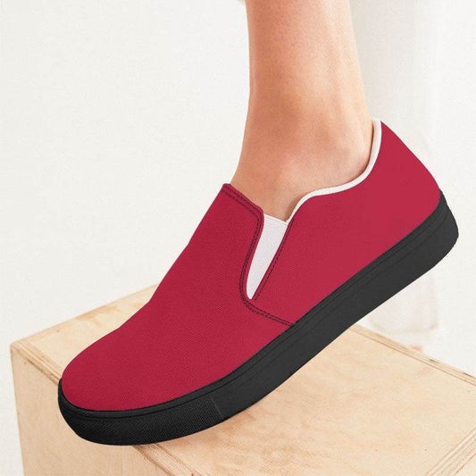 Cardinal Red Women's Slip-On Canvas Sneakers (RPI2-CL-DE) - Woman CloseUp