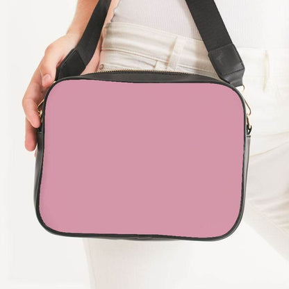 Carnation Pink Crossbody Bag (PI-FM-LG) - Woman Front CloseUp