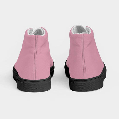 Carnation Pink Women's High-Top Canvas Sneakers (PI-FM-LG) - Back