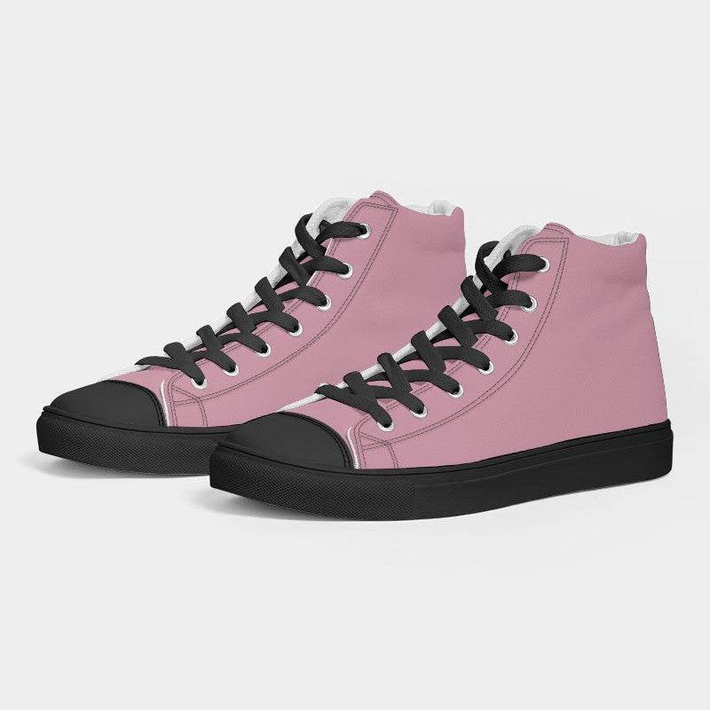Carnation Pink Women's High-Top Canvas Sneakers (PI-FM-LG) - Side 3