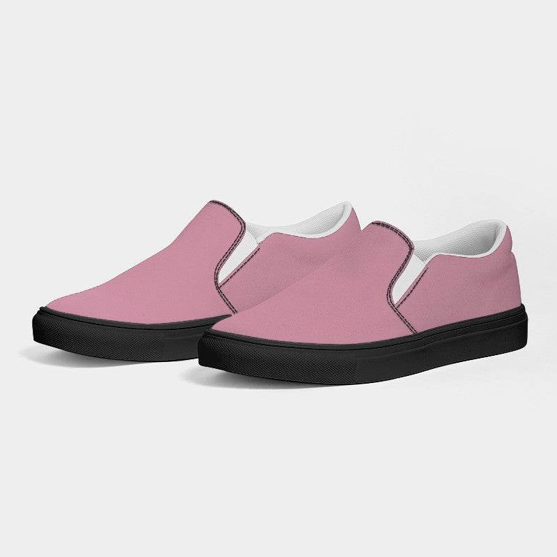 Carnation Pink Women's Slip-On Canvas Sneakers (PI-FM-LG) - Side 3