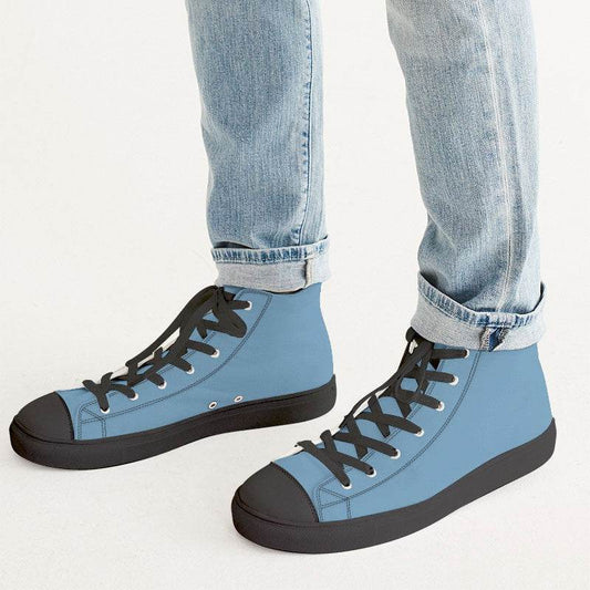Carolina Blue Men's High-Top Canvas Sneakers (B-MU-ML) - Man CloseUp
