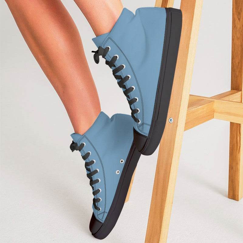 Carolina Blue Women's High-Top Canvas Sneakers (B-MU-ML) - Woman CloseUp