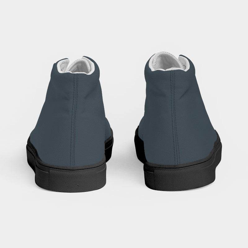 Charcoal Women's High-Top Canvas Sneakers (B-NE-MD) - Back