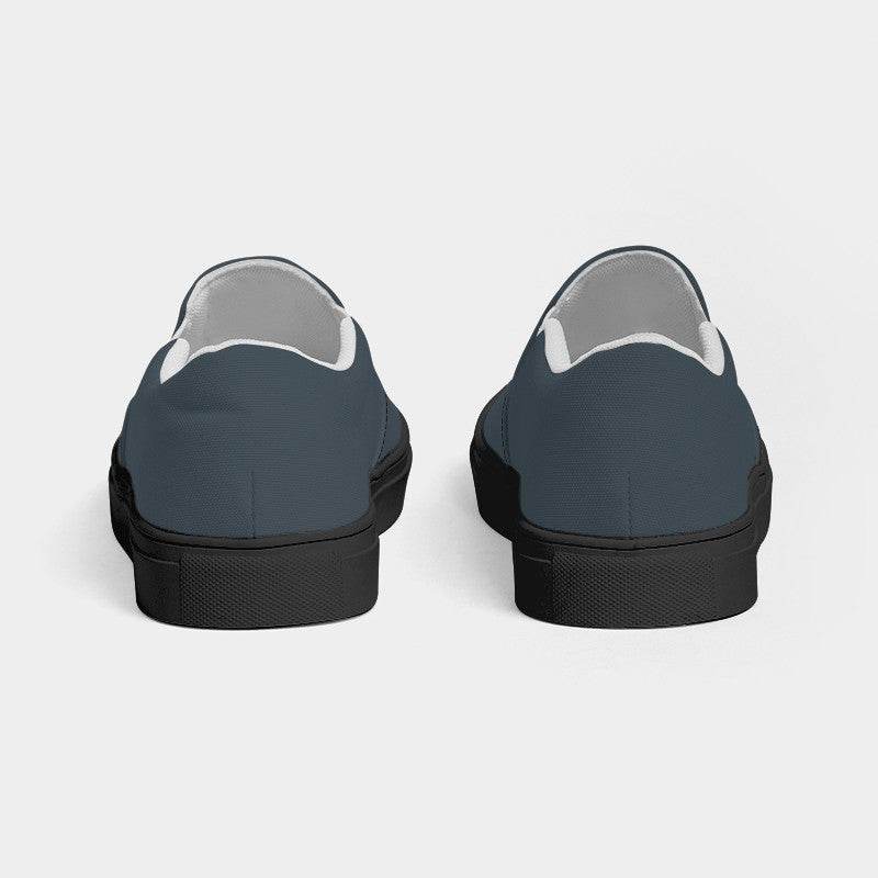 Charcoal Women's Slip-On Canvas Sneakers (B-NE-MD) - Back