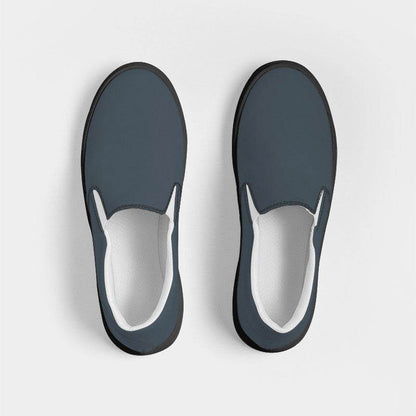 Charcoal Women's Slip-On Canvas Sneakers (B-NE-MD) - Top