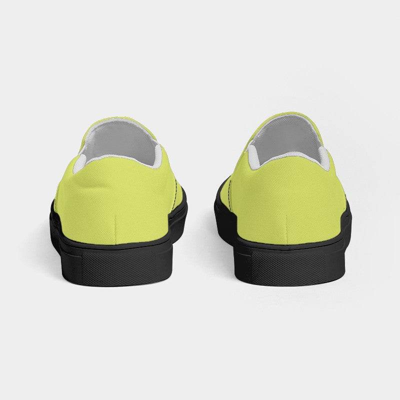 Chartreuse Yellow Women's Slip-On Canvas Sneakers (LY1-CL-LI) - Back