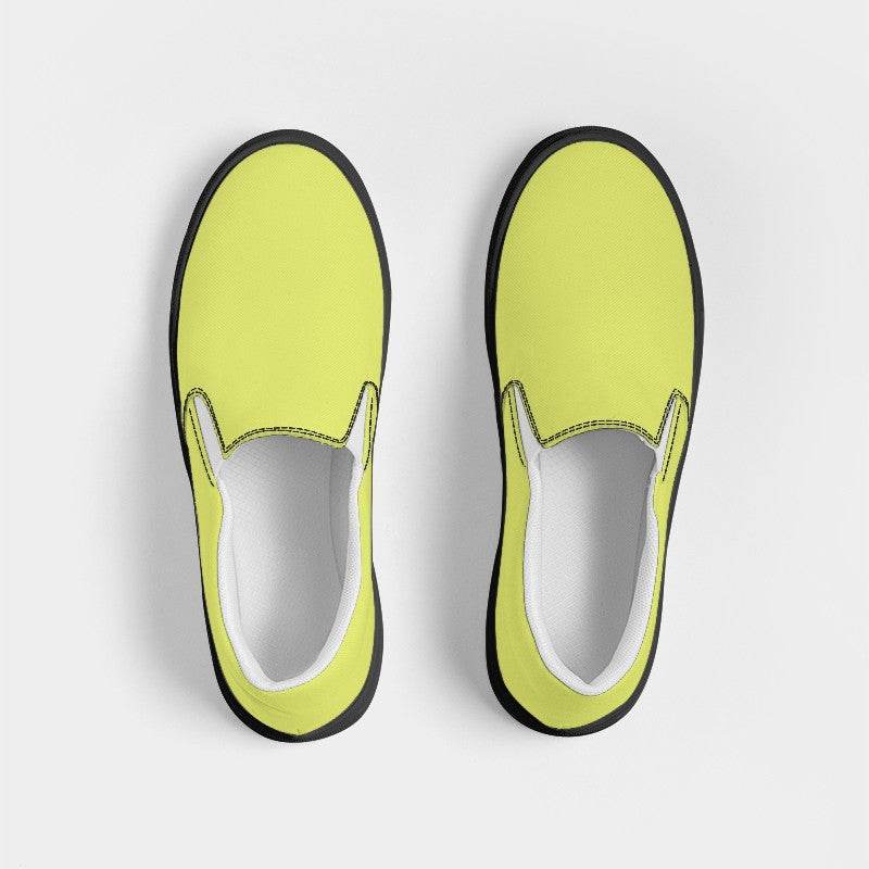 Chartreuse Yellow Women's Slip-On Canvas Sneakers (LY1-CL-LI) - Top