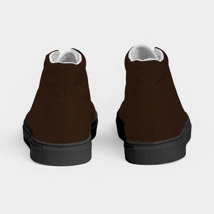 Chocolate Men's High-Top Canvas Sneakers (OR2-FM-DE) - Back