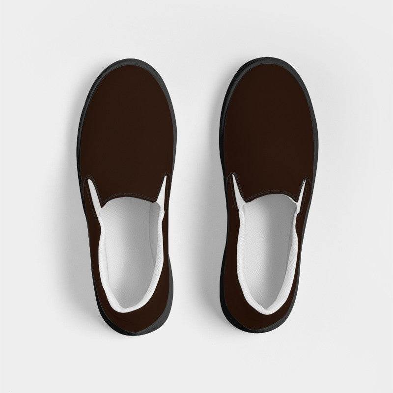 Chocolate Men's Slip-On Canvas Sneakers (OR2-FM-DE) - Top