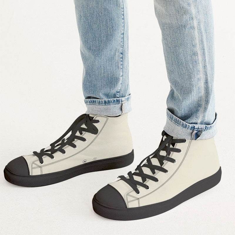 Coconut Milk Men's High-Top Canvas Sneakers (Y-NE-LI) - Man CloseUp