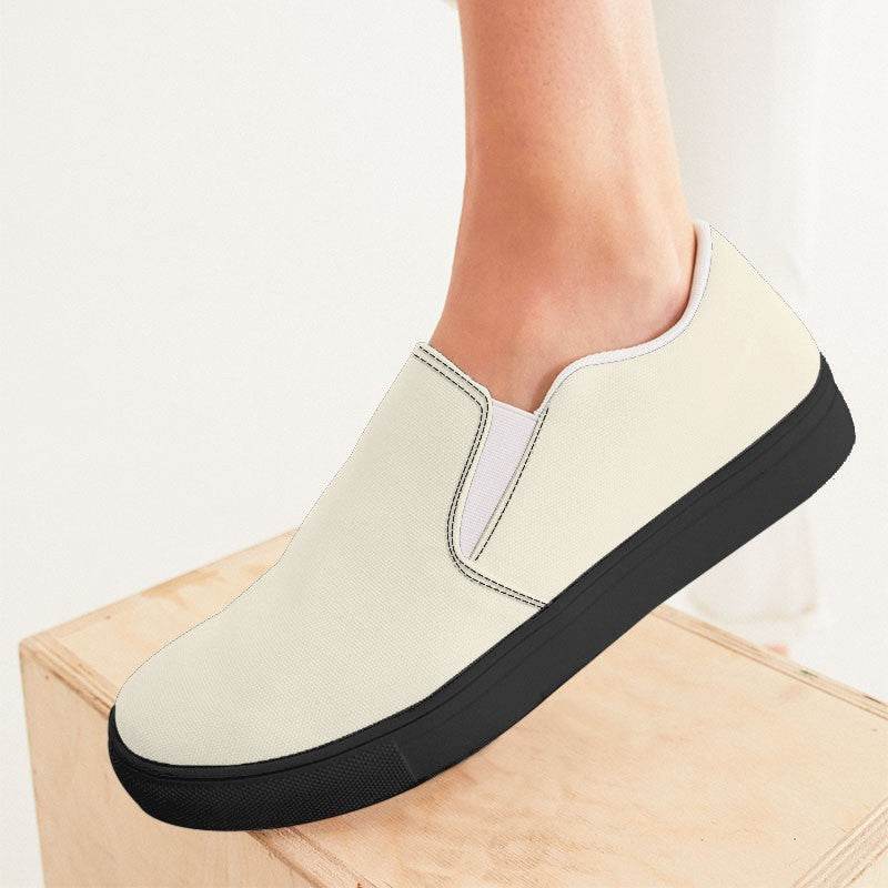 Coconut Milk Women's Slip-On Canvas Sneakers (Y-NE-LI) - Woman CloseUp