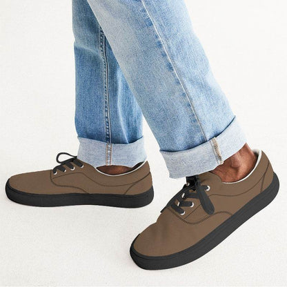 Coffee Brown Men's Canvas Sneakers (O-FM-MD) - Man CloseUp