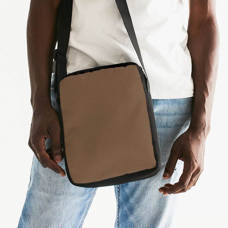 Coffee Brown Messenger Pouch (O-FM-MD) - Man Front CloseUp