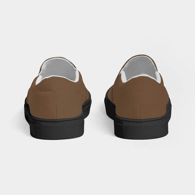 Coffee Brown Women's Slip-On Canvas Sneakers (O-FM-MD) - Back