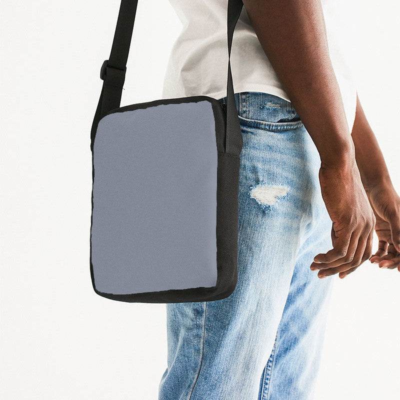 Cool Gray Messenger Pouch (I-NE-ML) - Man Side CloseUp