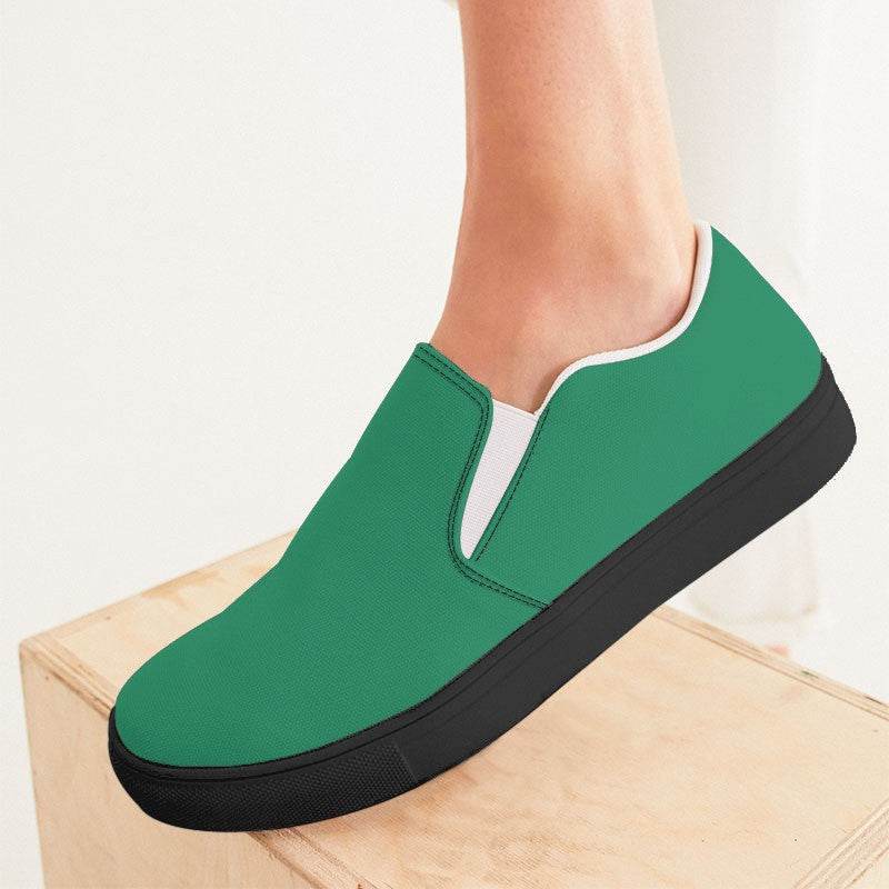 Cool Green Women's Slip-On Canvas Sneakers (BGG2-CL-DE) - Woman CloseUp