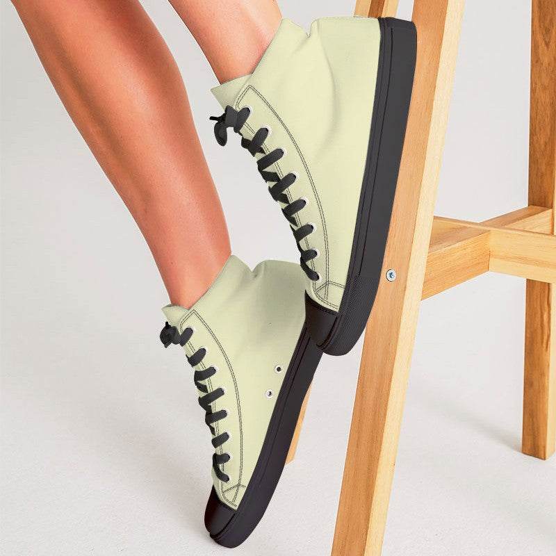 Cream Women's High-Top Canvas Sneakers (LY2-FM-LI) - Woman CloseUp