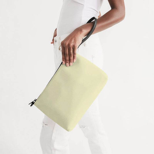 Cream Zip Pouch (LY2-FM-LI) - Side Holding
