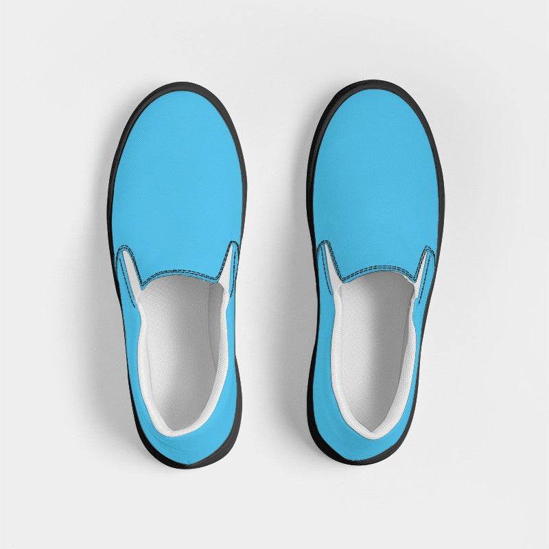 Cyan-Blue Women's Slip-On Canvas Sneakers (BC2-BR-ME) - Top