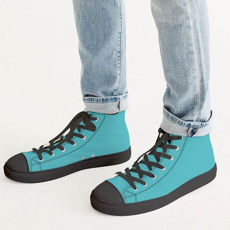 Cyan Men's High-Top Canvas Sneakers (CBG1-BR-ME) - Man CloseUp