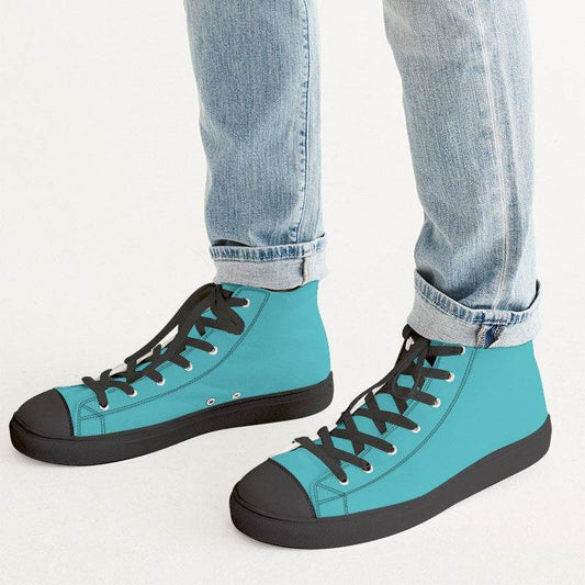 Cyan Men's High-Top Canvas Sneakers (CBG1-BR-ME) - Man CloseUp