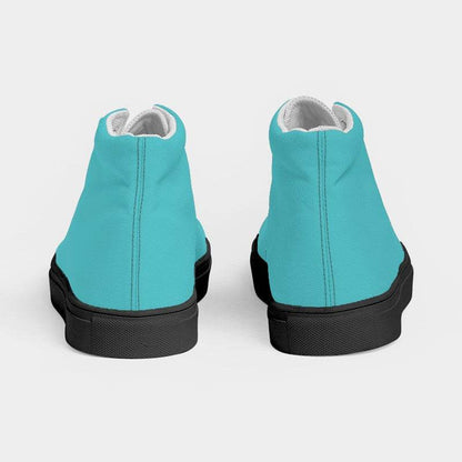 Cyan Women's High-Top Canvas Sneakers (CBG1-BR-ME) - Back
