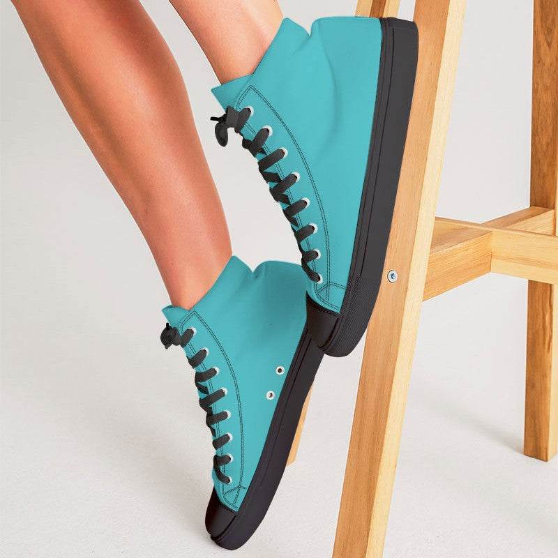 Cyan Women's High-Top Canvas Sneakers (CBG1-BR-ME) - Woman CloseUp