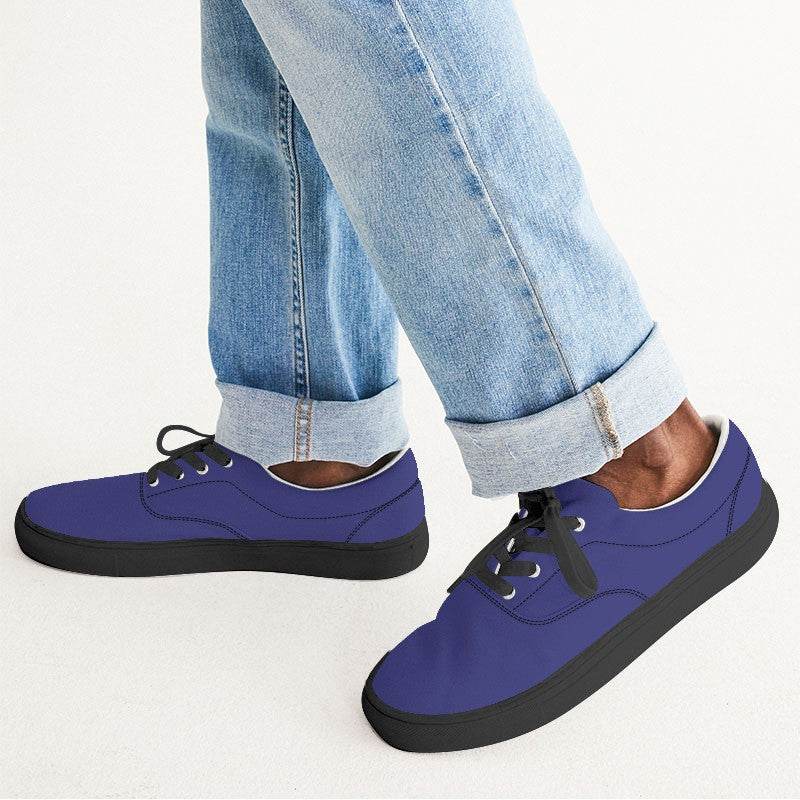 Dark Blue Men's Canvas Sneakers (PUI3-CL-DE) - Man CloseUp