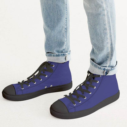 Dark Blue Men's High-Top Canvas Sneakers (PUI3-CL-DE) - Man CloseUp