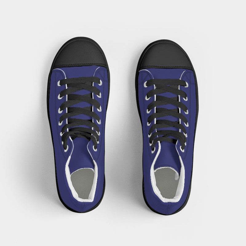 Dark Blue Women's High-Top Canvas Sneakers (PUI3-CL-DE) - Top