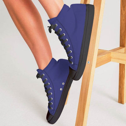 Dark Blue Women's High-Top Canvas Sneakers (PUI3-CL-DE) - Woman CloseUp