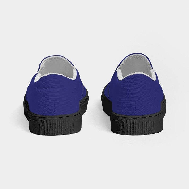 Dark Blue Women's Slip-On Canvas Sneakers (PUI3-CL-DE) - Back