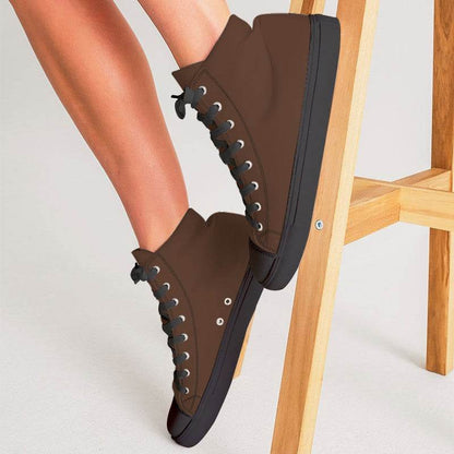 Dark Brown Women's High-Top Canvas Sneakers (OR2-FM-DA) - Woman CloseUp