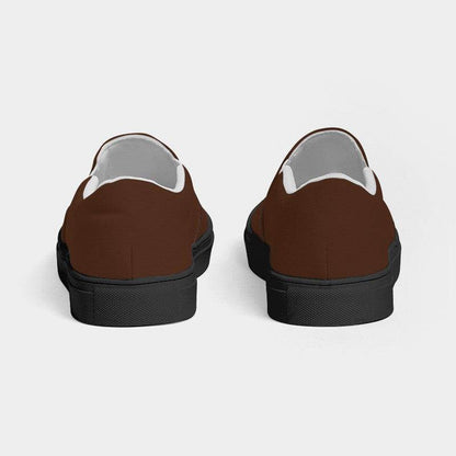 Dark Brown Women's Slip-On Canvas Sneakers (OR2-FM-DA) - Back