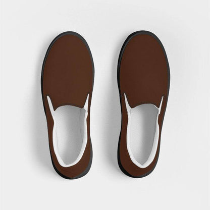 Dark Brown Women's Slip-On Canvas Sneakers (OR2-FM-DA) - Top