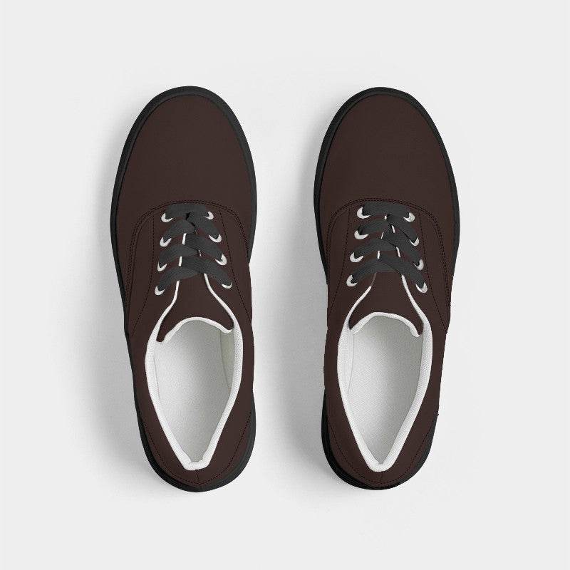 Dark Chocolate Men's Canvas Sneakers (R-NE-DE) - Top