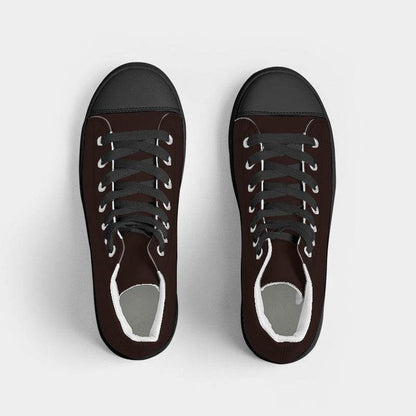 Dark Chocolate Men's High-Top Canvas Sneakers (R-NE-DE) - Top