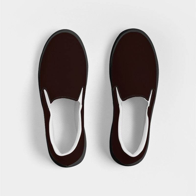 Dark Chocolate Men's Slip-On Canvas Sneakers (R-NE-DE) - Top