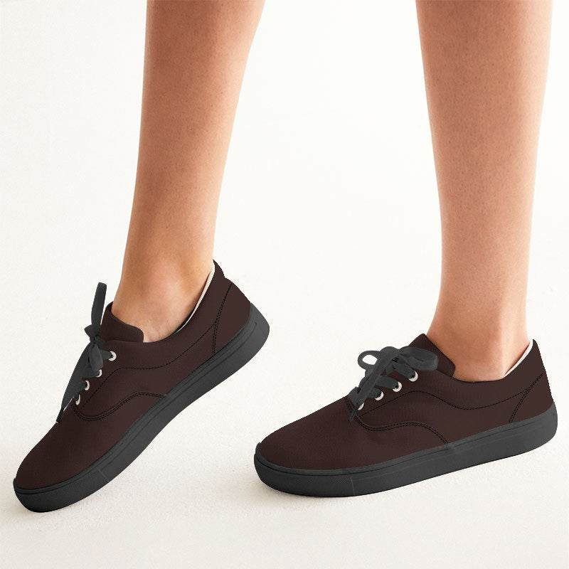 Dark Chocolate Women's Canvas Sneakers (R-NE-DE) - Woman CloseUp