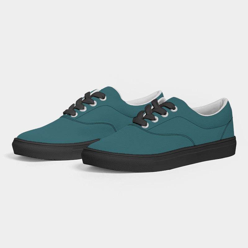 Dark Cyan Men's Canvas Sneakers (C-MU-DA) - Side 3