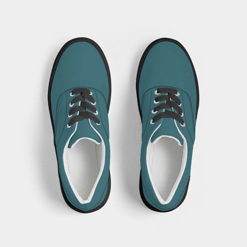 Dark Cyan Men's Canvas Sneakers (C-MU-DA) - Top